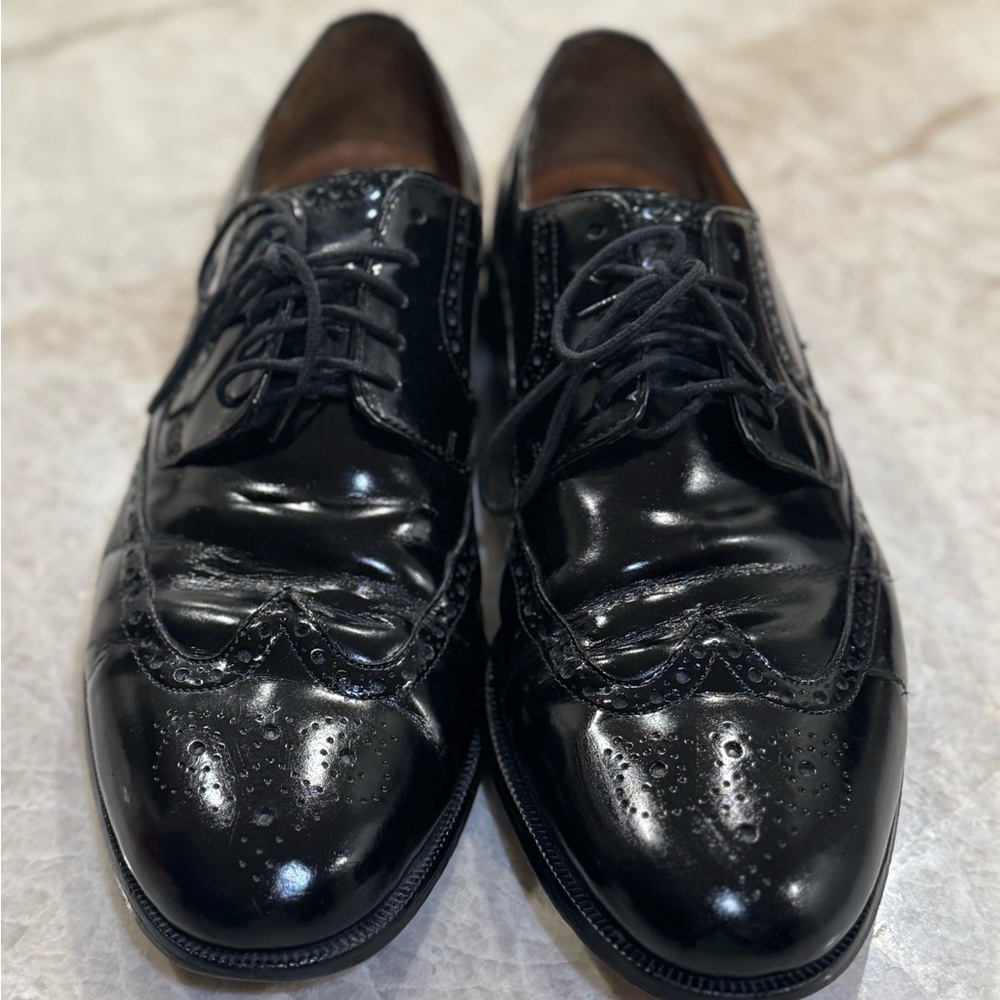 Cole Haan Black Leather Wingtip Oxfords